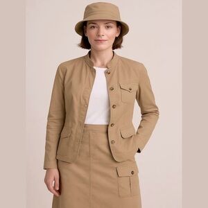 Vintage Eddie Bauer 2pc skirt and jacket set tan size 12 safari style